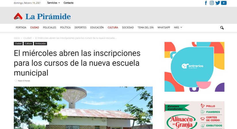 El miércoles abren las inscripciones para los cursos de la nueva escuela municipal