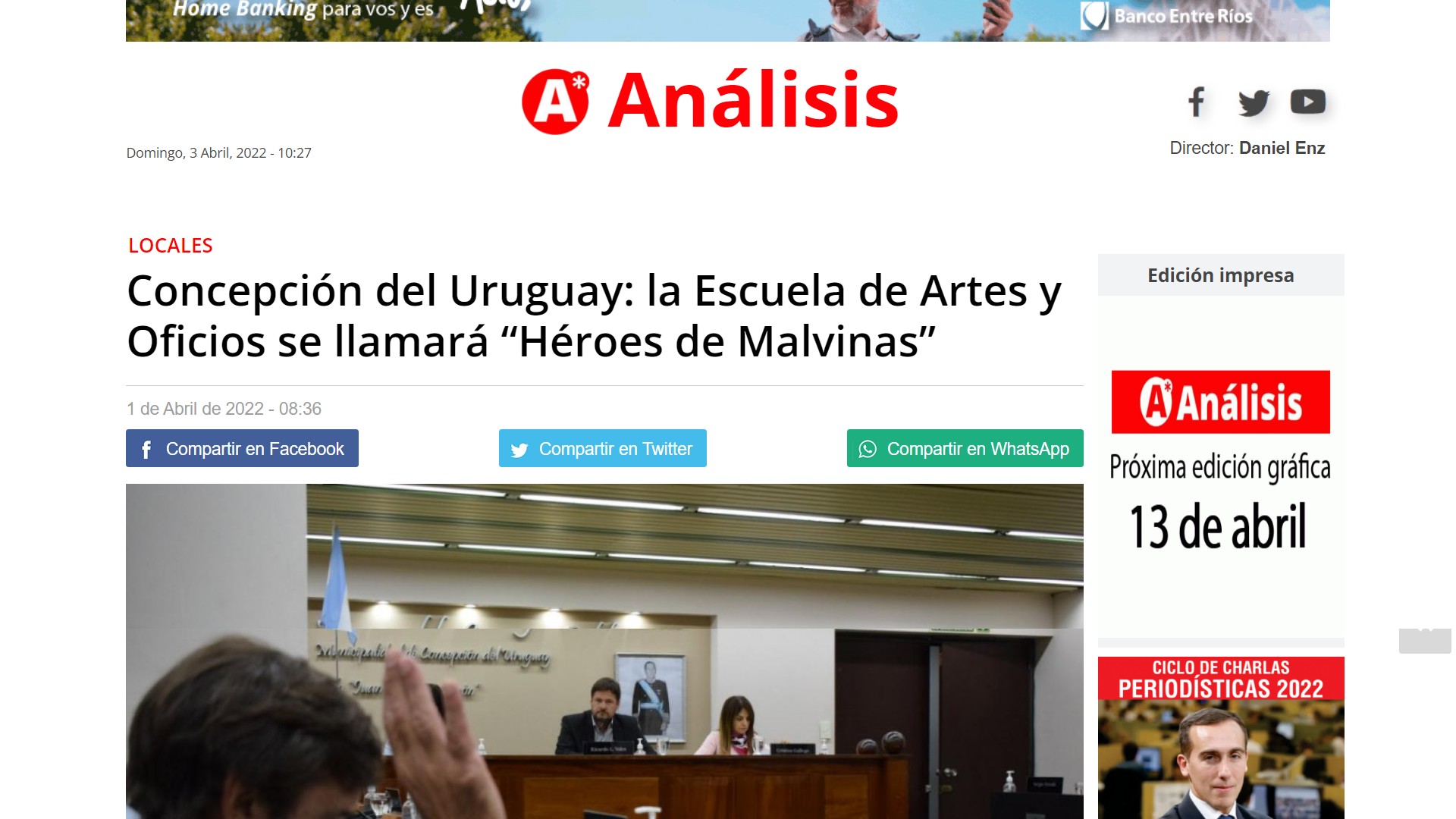 Concepción del Uruguay: la Escuela de Artes y Oficios se llamará “Héroes de Malvinas”